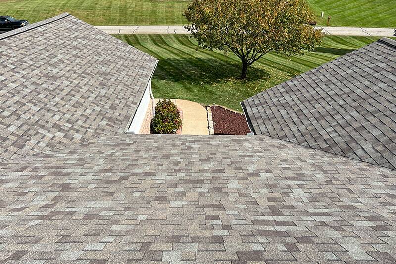 Clean valley detail where two roof planes meet